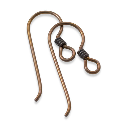 10 Bronze Niobium Ear Wires + Black Coil Accent - Hypoallergenic Hooks