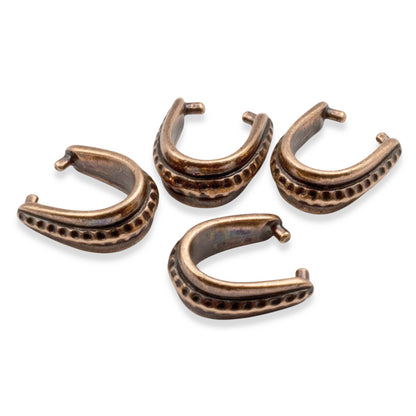 Antique Copper Hammered Pinch Bails, 4-Pack Rustic Pendant Holders Earthy Tone