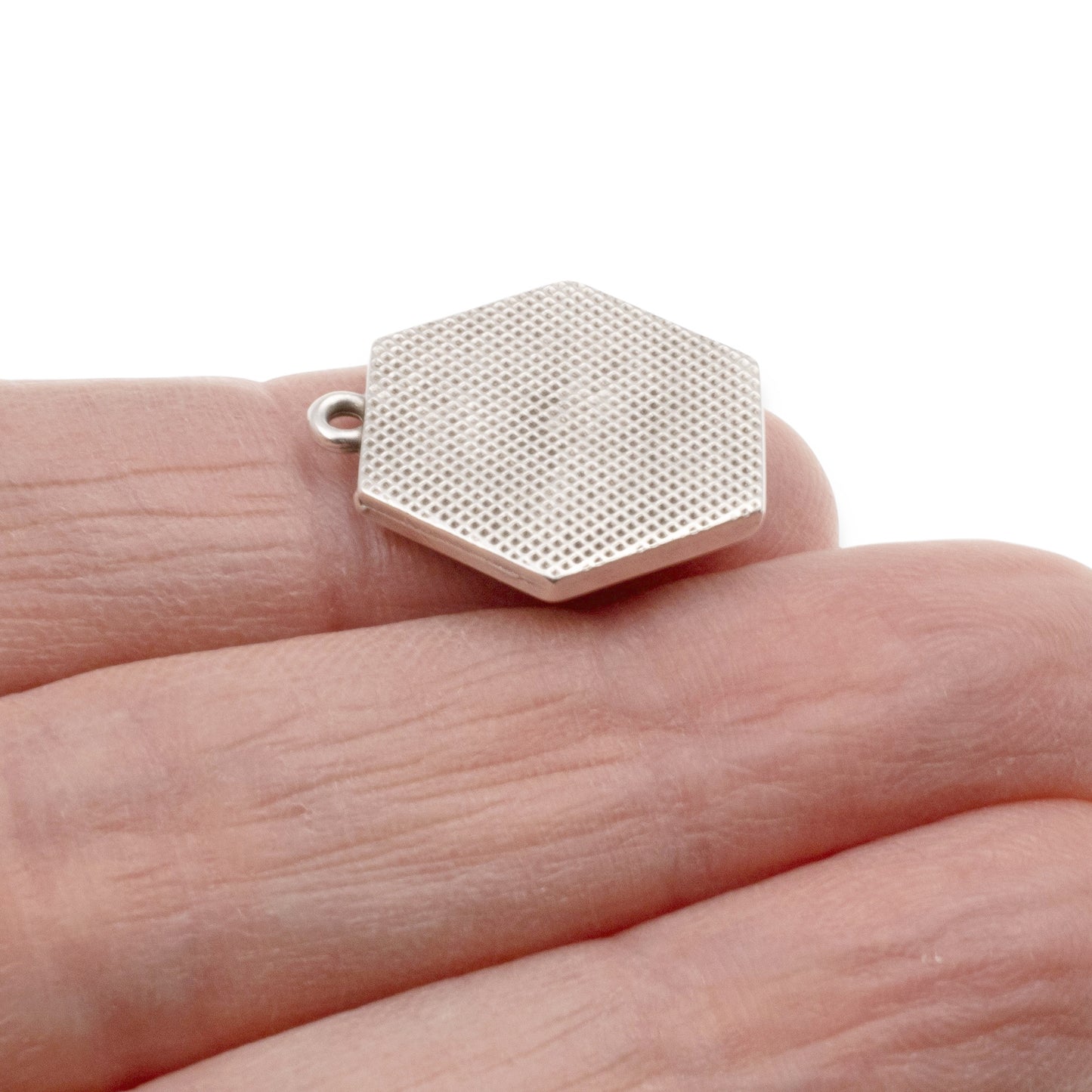 Silver Hexagon Bee Charm: 2Pc Medallion Pendants, Spring Garden Jewelry Making, Nature Earrings