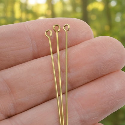 Yellow Niobium Eye Pins 21G 1.75" Hypoallergenic USA Made 20pk