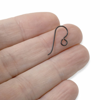50-Pack Black Niobium Ear Wires, Professional Jewelry Supply, Hypoallergenic, Matte Black USA