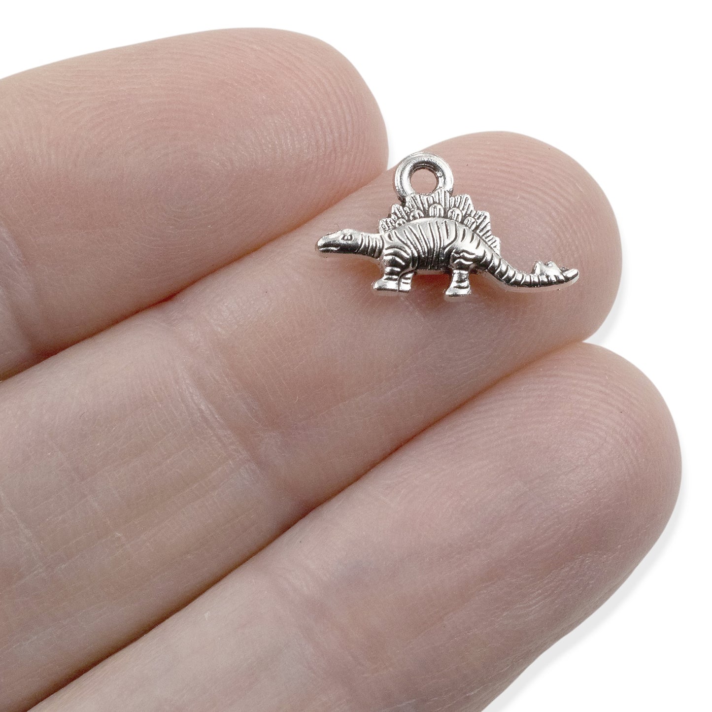 Tiny Dinosaur Charms 25-Pack, Antique Silver Metal Pendants, Whimsical Jewelry Supply