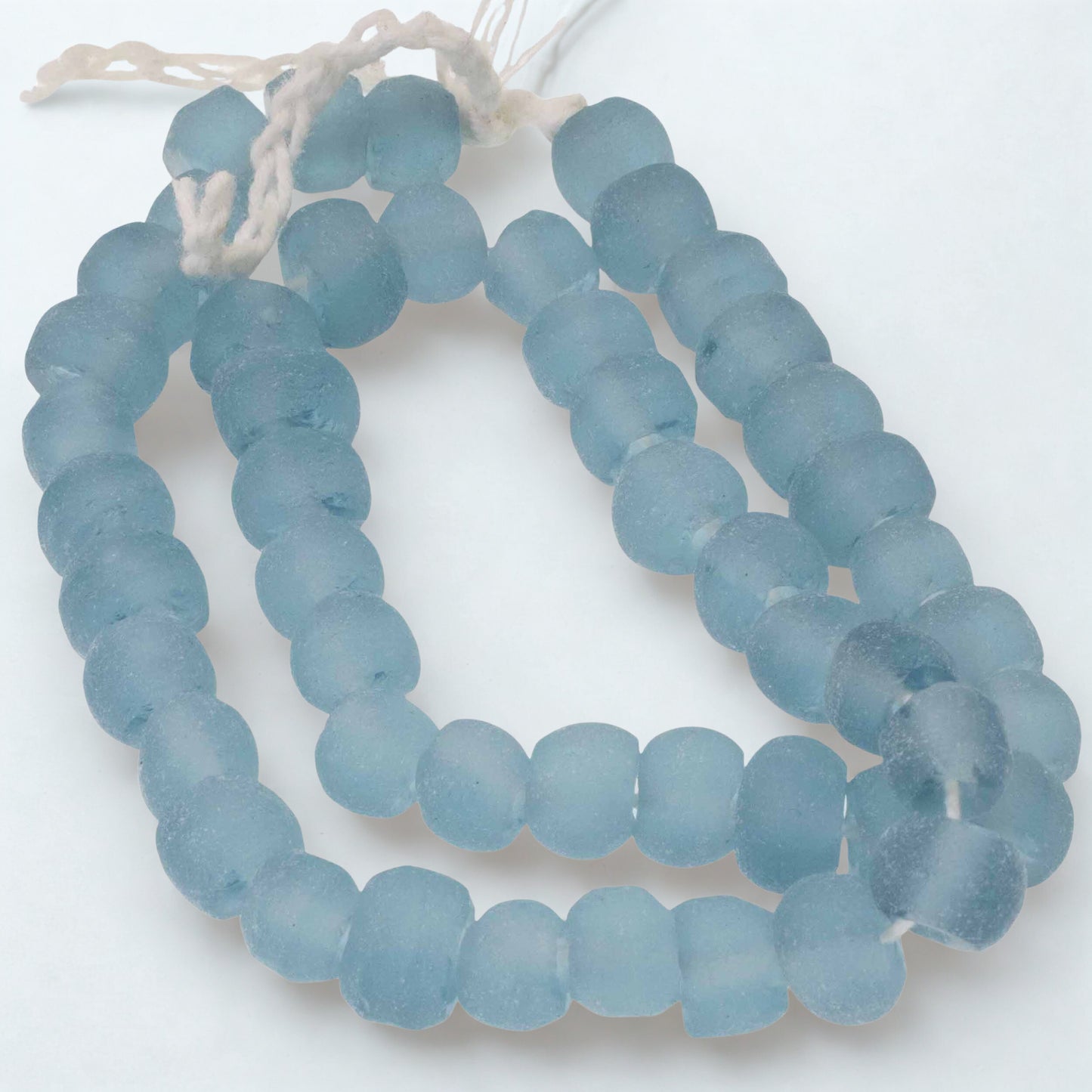Light Blue Weathered Glass Beads, Recycled Rondelle Strand, Sustainable Jewelry Making, Eco-Friendly Beads