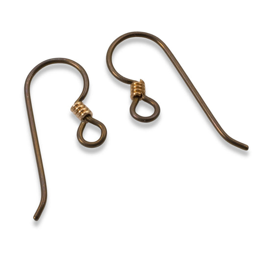 4 Bronze Niobium Ear Wires + Coil Accent - Hypoallergenic Earring Hooks