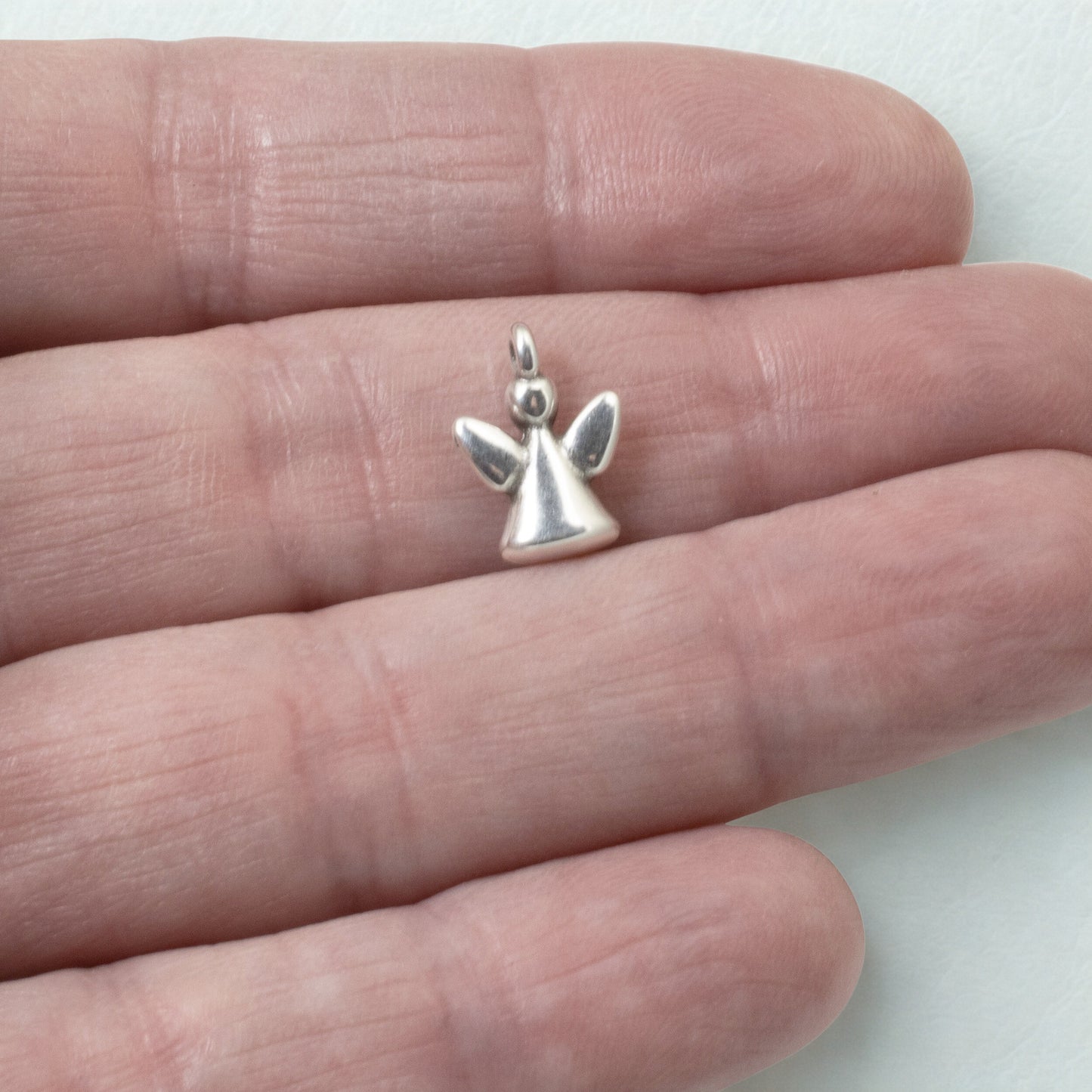 Silver Mini Angel Charms, 10-Pack Guardian Angel Pendants, Memorial Jewelry Gift