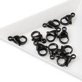 10 Black Lobster Claw Clasps, Medium Size Stainless Steel 8x13mm for DIY Jewelry