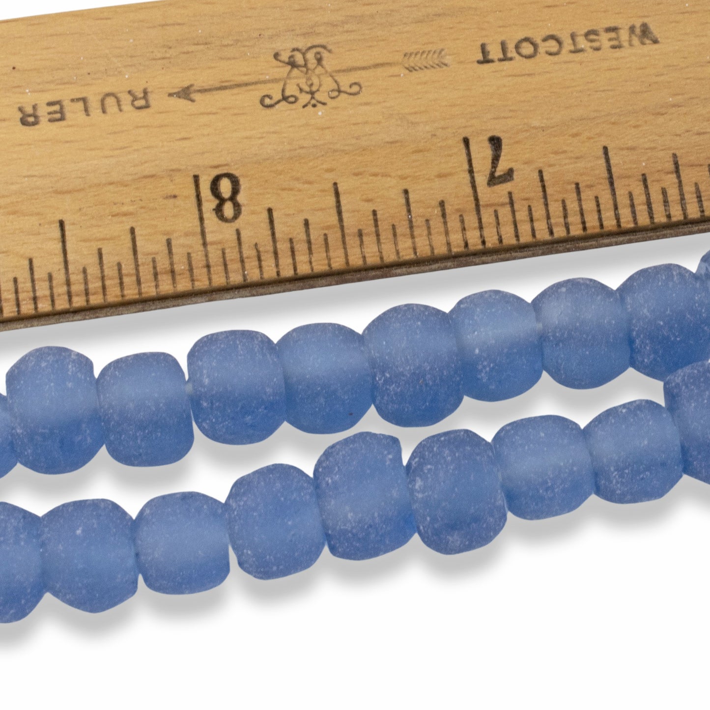 Matte Blue Glass Beads: 40 Recycled Round 10mm Beach Jewelry