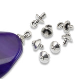 4 Sets of Silver Glue-In Bails and Caps for Large Hole Pendants & Lampwork Beads
