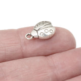 10 Silver Ladybug Charms, Metal Insect Charms for Ladybug Jewelry Making