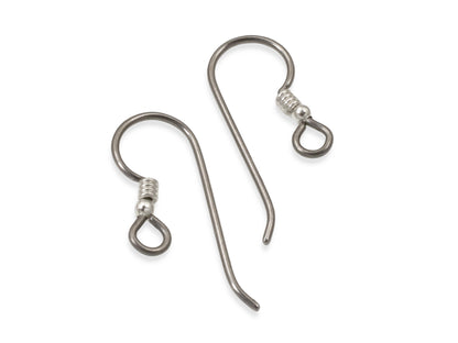 10 Gray Niobium Ear Wires - Bead & Coil Accents - Hypoallergenic Earring Hooks