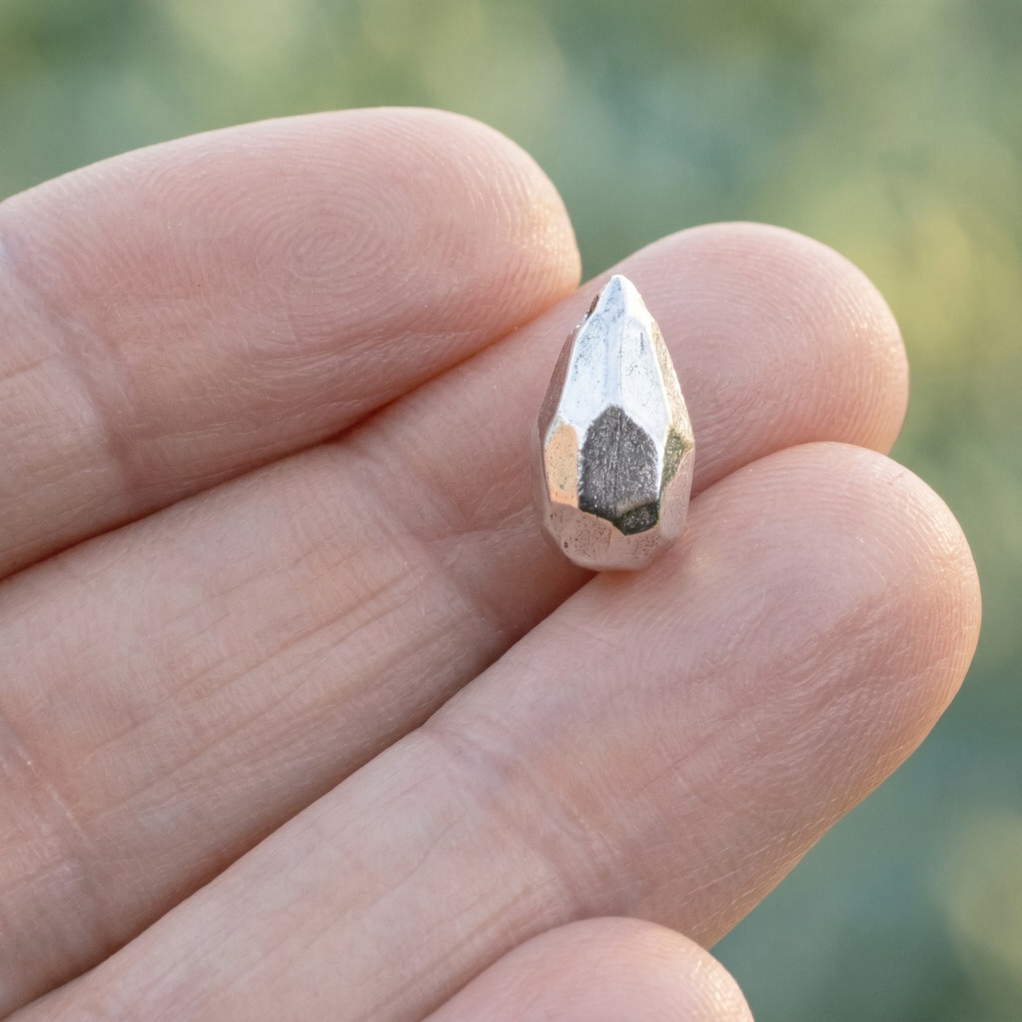 Teardrop Beads, Faceted Antique Silver Pewter Drop Beads, 2 Pack for Earrings, Boho Jewelry Making Supply