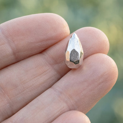 Teardrop Beads, Faceted Antique Silver Pewter Drop Beads, 2 Pack for Earrings, Boho Jewelry Making Supply