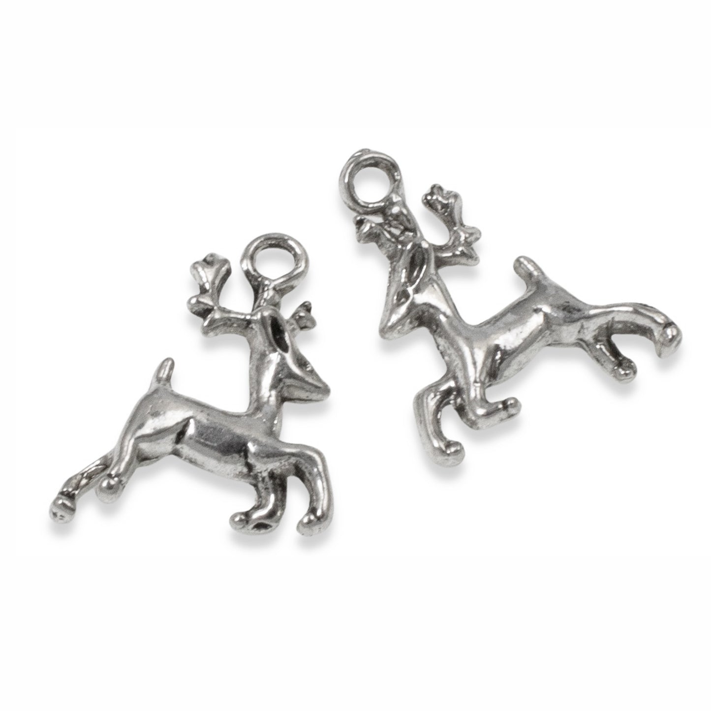 10 Silver Prancing Reindeer Charms - Vintage-Style - Christmas Jewelry & Crafts