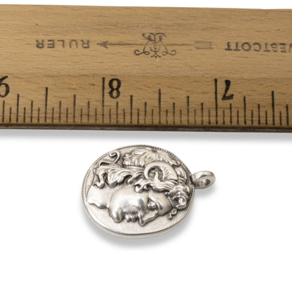Alexander the Great Pendant, Sterling Silver Plated European Charm, Double-Sided Classical Ancient Greek Coin 1Pc