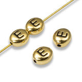 4 Gold Letter "E" Alphabet Beads, TierraCast Oval Initial Beads for DIY Jewelry