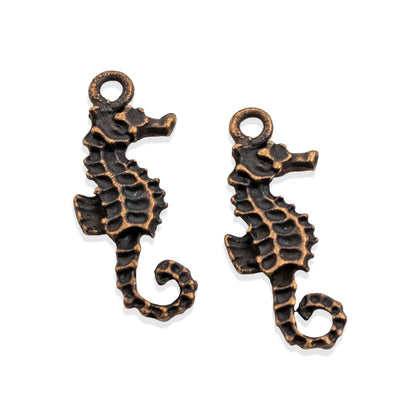 Seahorse Charms: 2Pc Antique Copper Pewter 22mm Ocean Marine Life Animal Jewelry