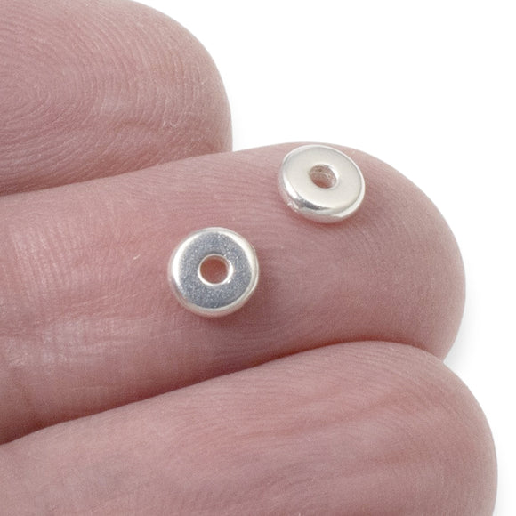 25 Bright Silver 5mm Disk Spacers - TierraCast Beads - Contemporary Heishi