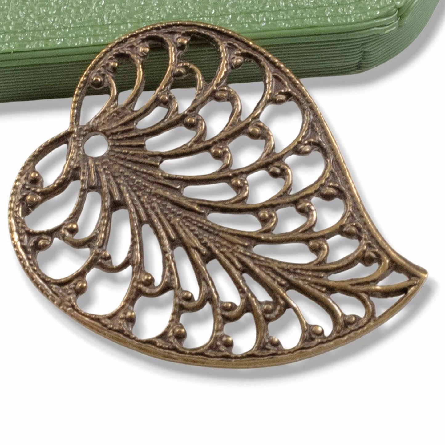 Filigree Leaf Charms: Natural Brass Vintaj Open Lace Earring Drops 4-Pack