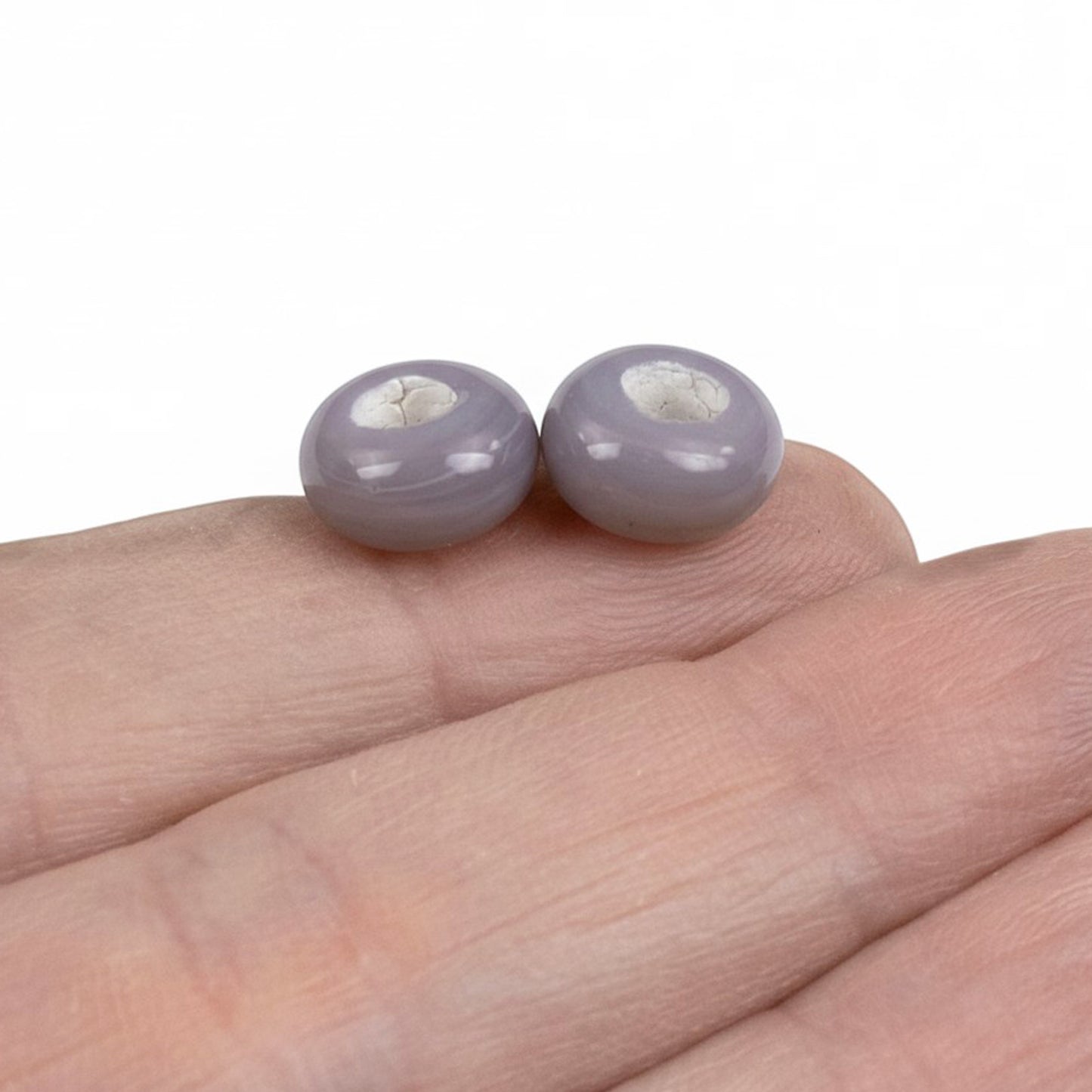Gray Lilac Rondelle Lampwork Beads: Indonesian Glass Large Hole 10mm Euro Style 10 Pack
