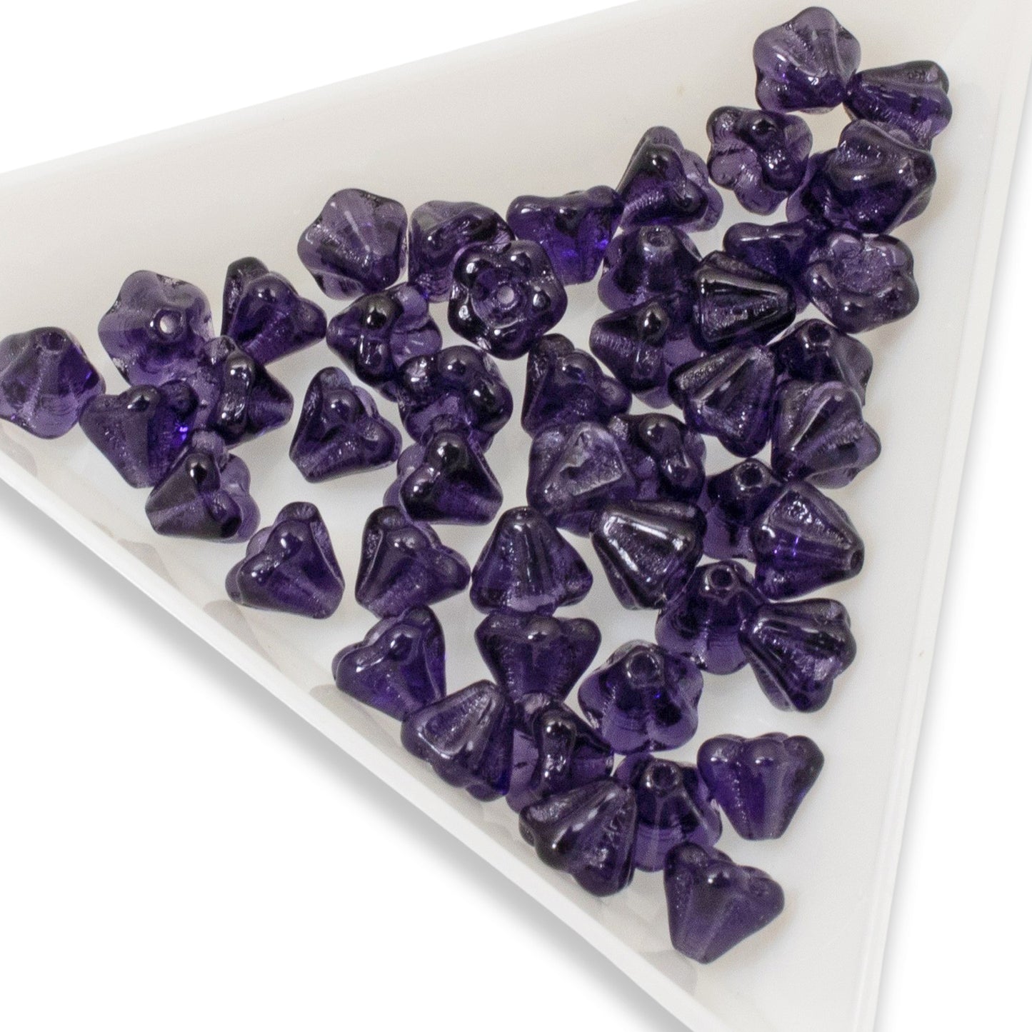100pcs Deep Violet Czech Glass Mini Bell Flower Beads, 4x6mm Purple DIY Jewelry