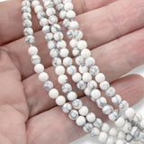 4mm White Howlite Round Stone Beads, 90 Pcs/Strand Tiny Beads for Jewelry Making