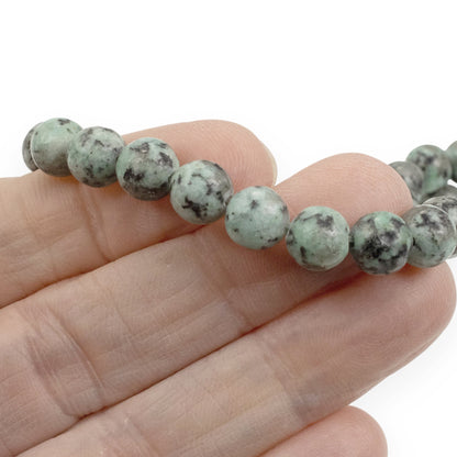 Sesame Jasper Beads: Sage Green 8mm Round Natural Stone 15-Inch Strand 48Pcs