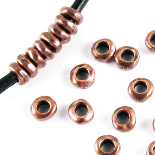 25 Copper 5mm Nugget Spacer Beads + 2mm Hole for Leather Crafting, TierraCast