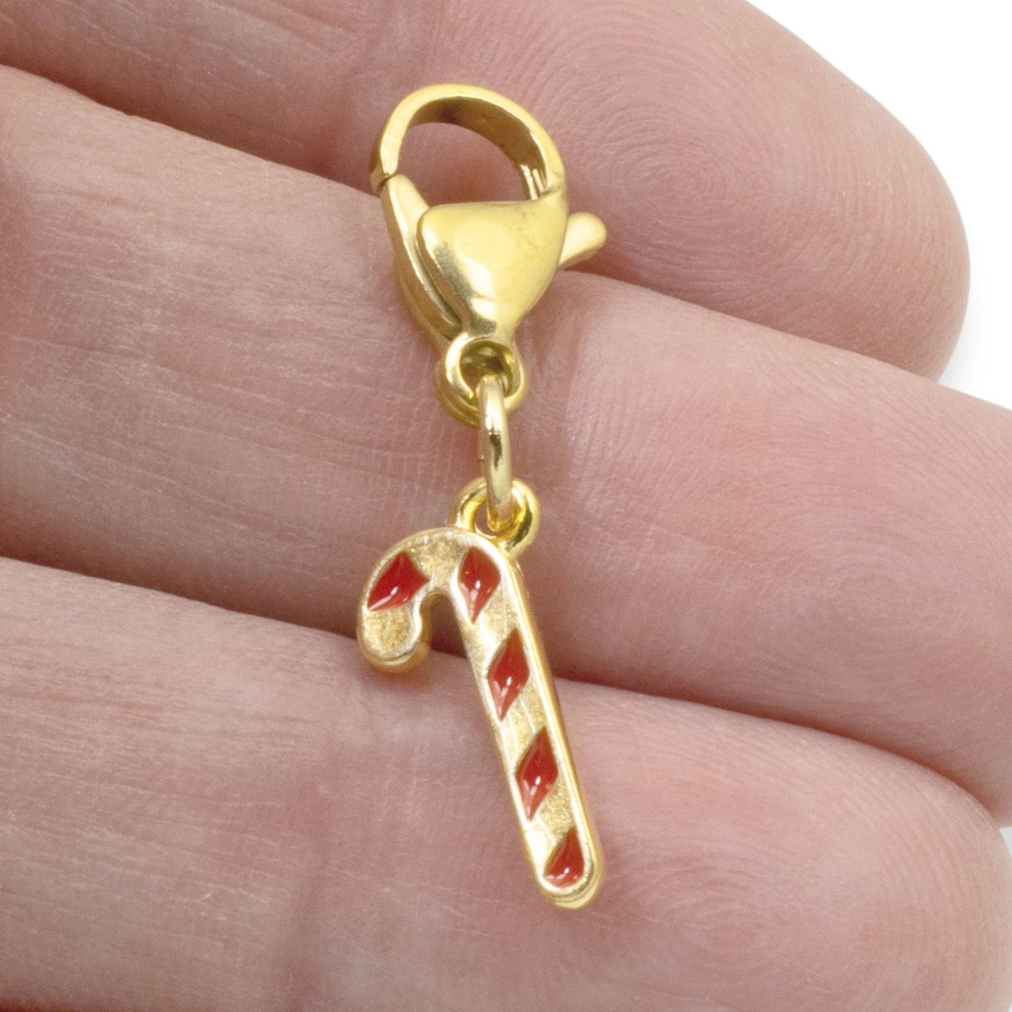 Gold Christmas Stocking Clip-On Charm, Holiday Bracelet Charm, Festive Accessory