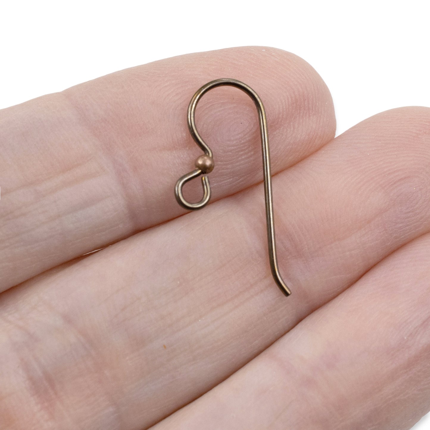 10 Bronze Niobium Ear Wires 2mm Antique Copper Accent Bead 20 Gauge Hypoallergenic USA