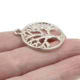 4 Tree of Life Pendants, Silver Metal Tree Charms for Jewelry Making