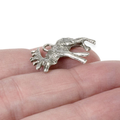 10 Moose Charms, Dark Silver Metal Elk Pendants for Wildlife Inspired Jewelry