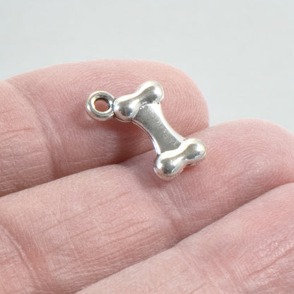 Silver Dog Bone Charms, 20-Pack Pet Lover Supplies for DIY Jewelry & Keychains