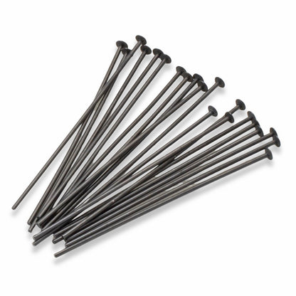 Black Niobium Head Pins 20G 1.5" Hypoallergenic USA Made 20pk for Sensitive Ears
