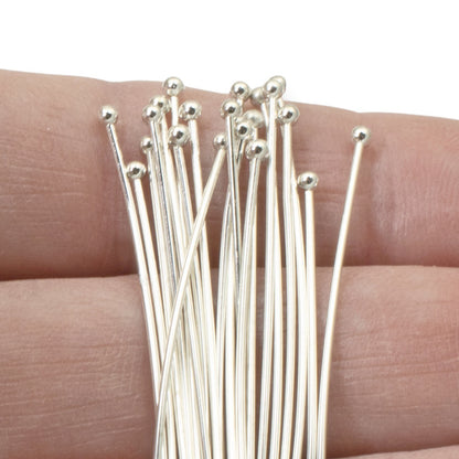 Silver Plated 2" Ball Head Pins, 20 Gauge, 20-Pack Premium Jewelry Supplies