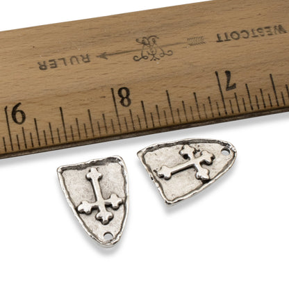 Silver Arch Cross Medallion Charms, Gothic Cross, Religious Pendant, 2-Pack