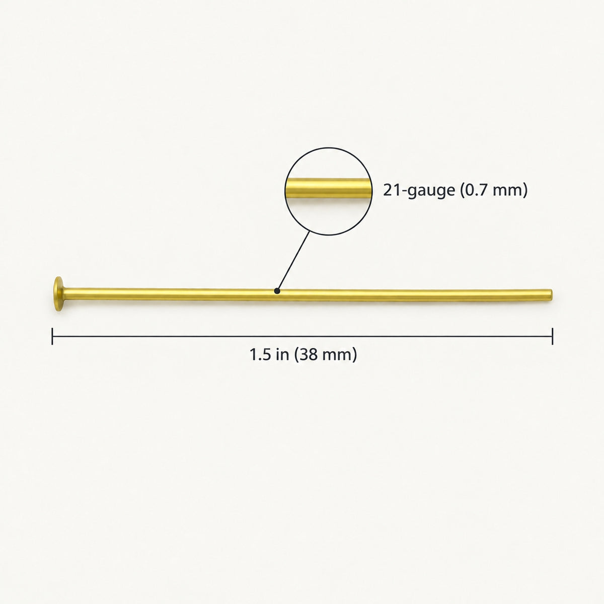 Yellow Niobium Head Pins 21G 1.5" Hypoallergenic USA Made 20pk