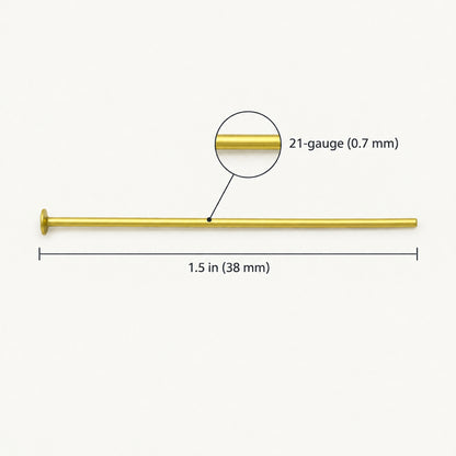 Yellow Niobium Head Pins 21G 1.5" Hypoallergenic USA Made 20pk