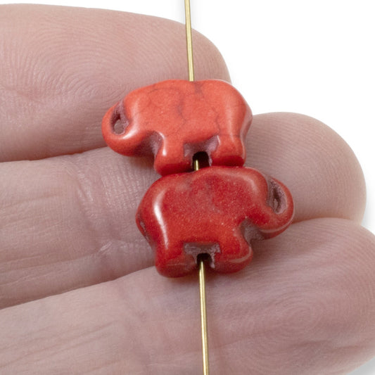 20 Red Elephant Beads - Small Lucky Elephants - Animal Beads for DIY Jewelry