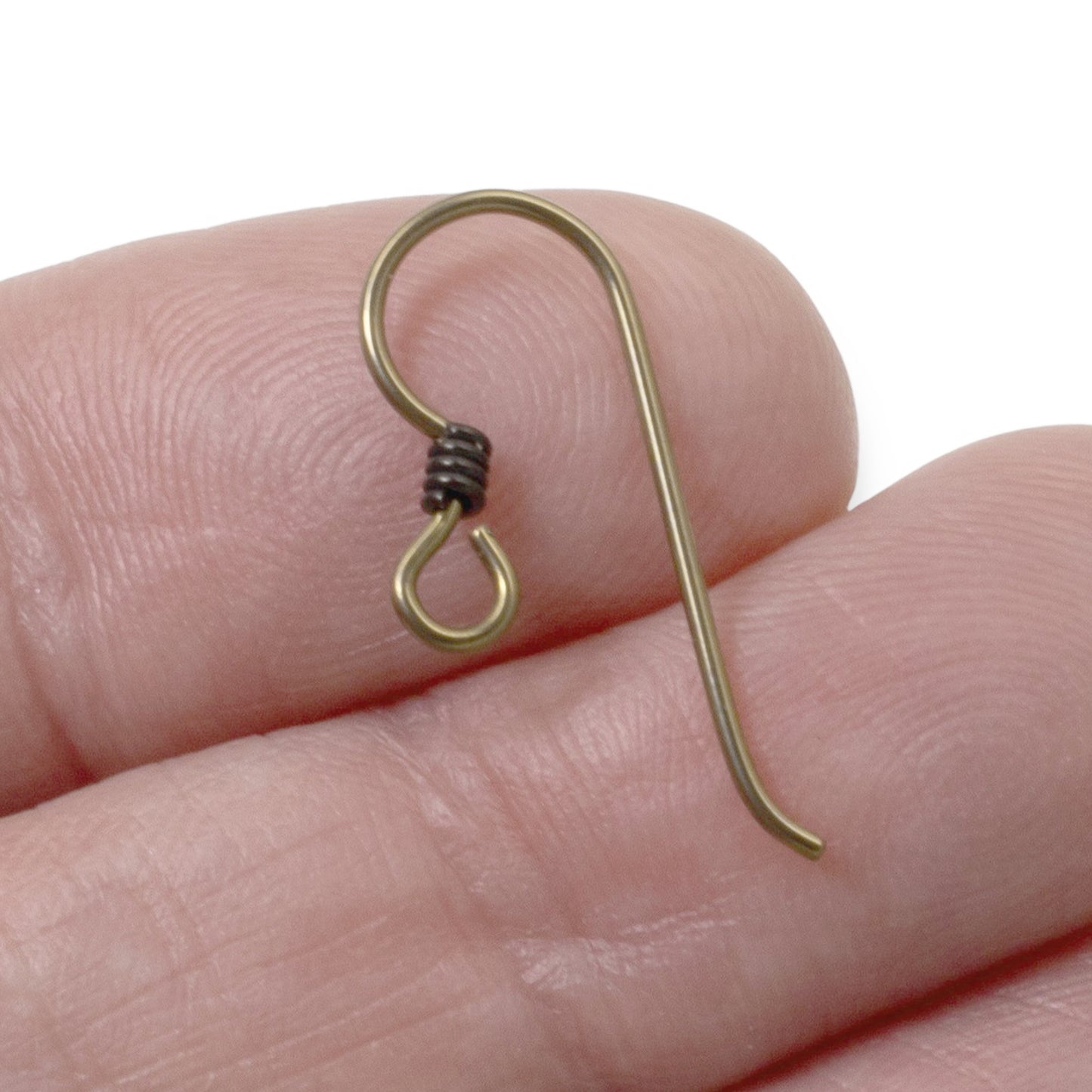 10 Antique Brass Niobium Ear Wires + Black Coil Accent - Hypoallergenic Hooks