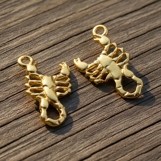 Scorpion Charm Gold Plated: Scorpio Zodiac Celestial 24K 4-Pack