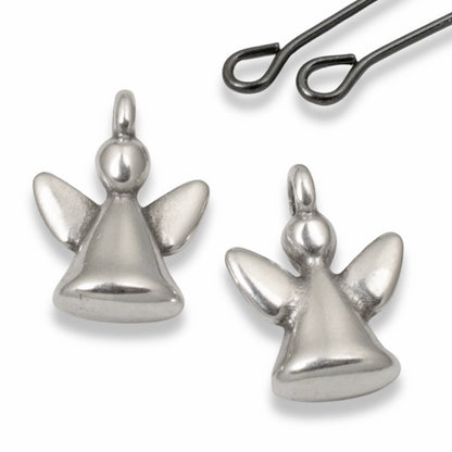 Silver Mini Angel Charms, 10-Pack Guardian Angel Pendants, Memorial Jewelry Gift