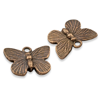 Antique Copper Butterfly Charms, 2-Pack Animal Lover Nature Jewelry, USA Made
