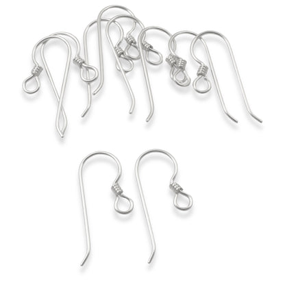 10 Premium Sterling Silver Ear Wires + Coil Accent - Regular Loop - USA Made