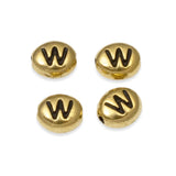 4 Gold Letter "W" Alphabet Beads, TierraCast Oval Initial Beads for DIY Jewelry