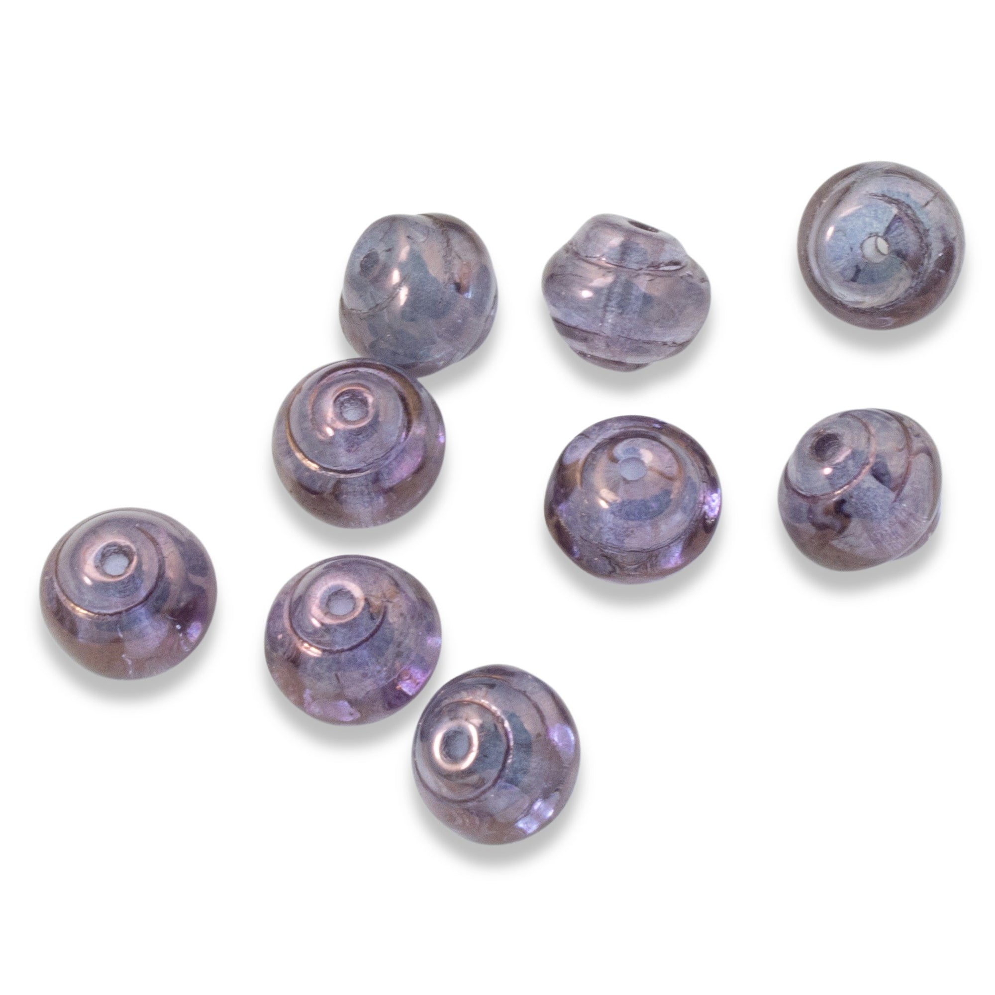 8mm Lumi Amethyst Blue Snail Beads, Czech Glass