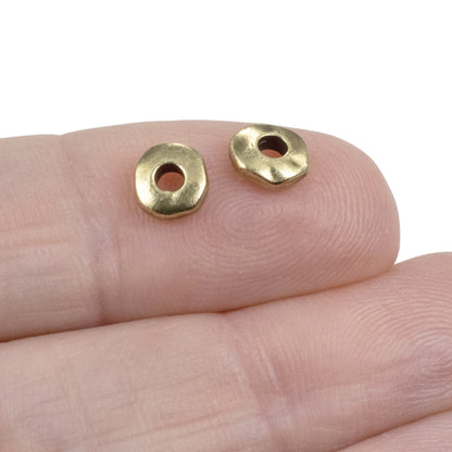 Antique Brass 7mm Large Hole Nugget Spacer Beads for Leather Cord 20 Pack