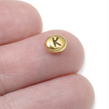 4 Gold Letter "K" Alphabet Beads, TierraCast Oval Initial Beads for DIY Jewelry