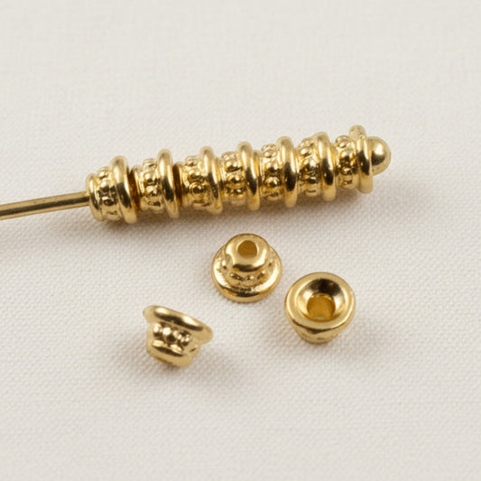 Gold Beaded Bead Caps, 20-Pack Tiny Findings for Earrings & Bracelets