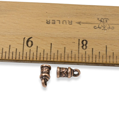 10 Copper Temple Leather Cord Ends 2mm, TierraCast Crimp End Cap Findings