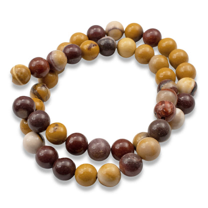 Mookaite Jasper Beads: 8mm Round Gemstone Strand Natural Stone Jewelry Making Earth Tone Mustard Burgundy 46pcs
